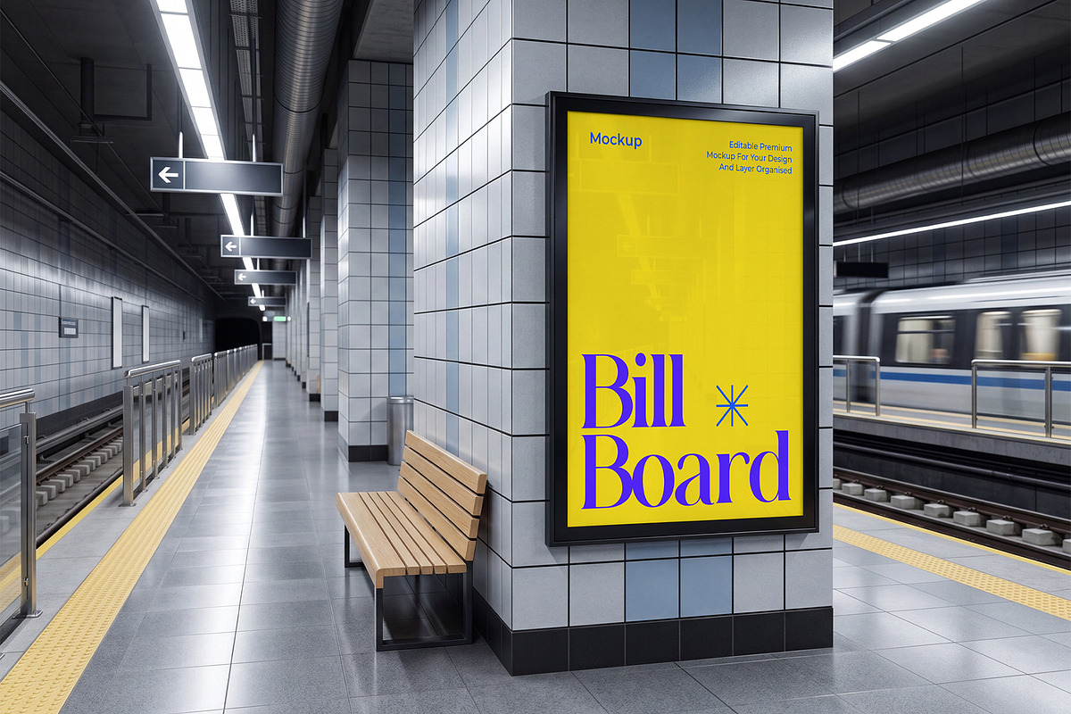 Indoor Billboard Mockup Bundle, an Advertising Mockup by graphypix (Photo 5 of 13)