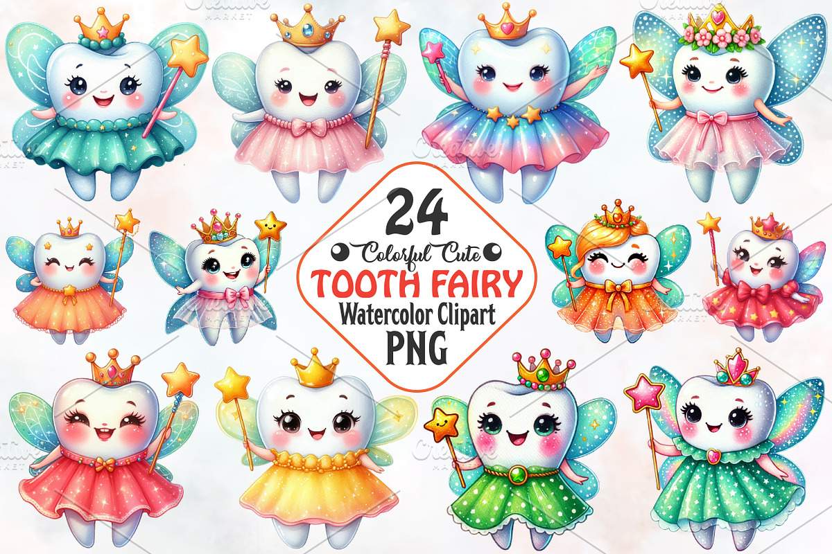 Colourful cute tooth fairy sublimati, a Seasonal Illustration by RobertsArt (Photo 1 of 7)