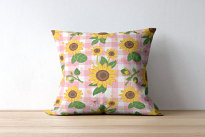 8 Pink Gingham Sunflower Patterns