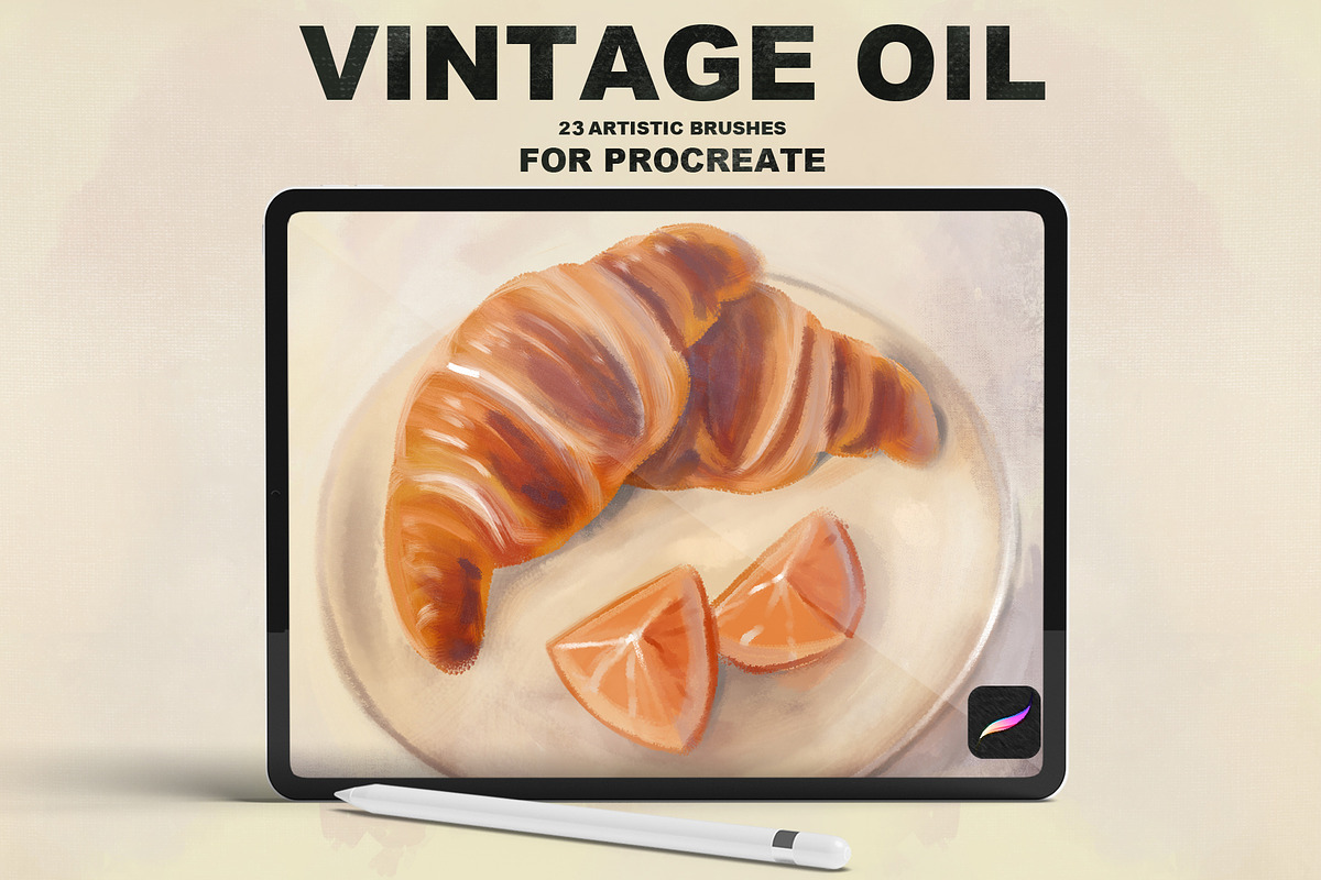 VINTAGE OIL. Procreate brushes, a Brush Add-On by Spark Studio Brushes (Photo 1 of 7)