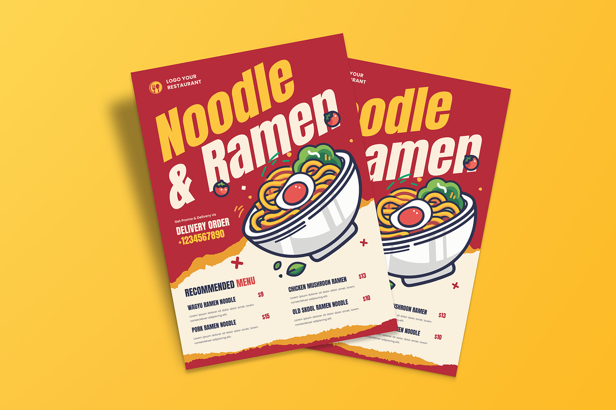 Noodle & Ramen Food Flyer, a Flyer Template by MMPixelCraft (Photo 5 of 5)