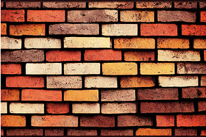 Red Grunge Brick Wall, Abstract