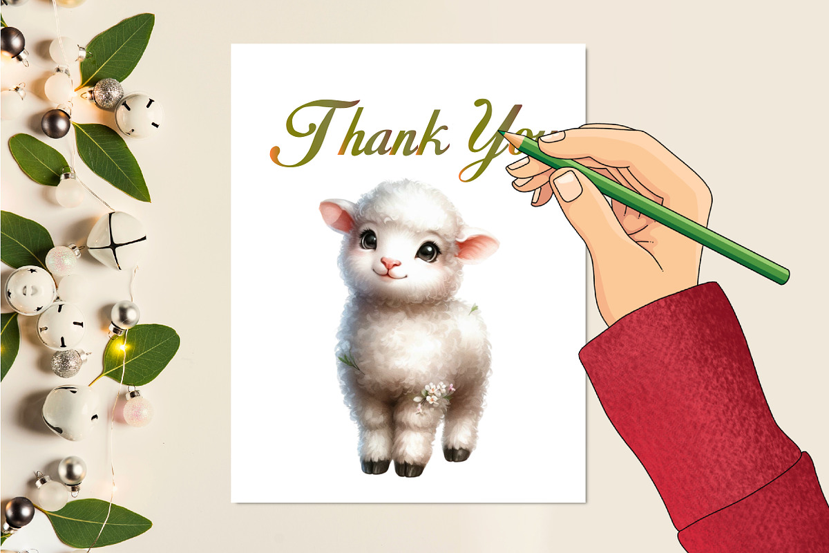 Watercolor Cute Baby Sheep Clipart, an Illustration by CraftArtStudio (Photo 5 of 5)