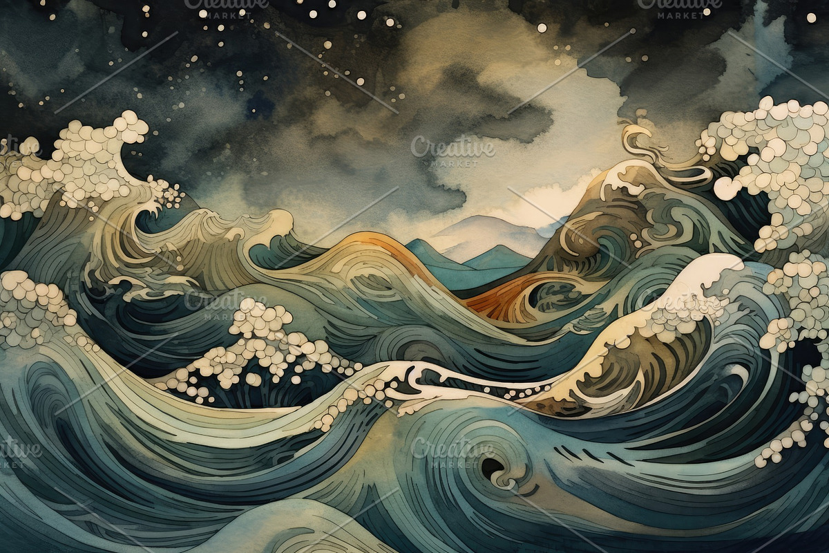 To use for decorative backgrounds of a watercolor illustration of a sea in an i, a Texture Illustration by José Manuel Gelpi