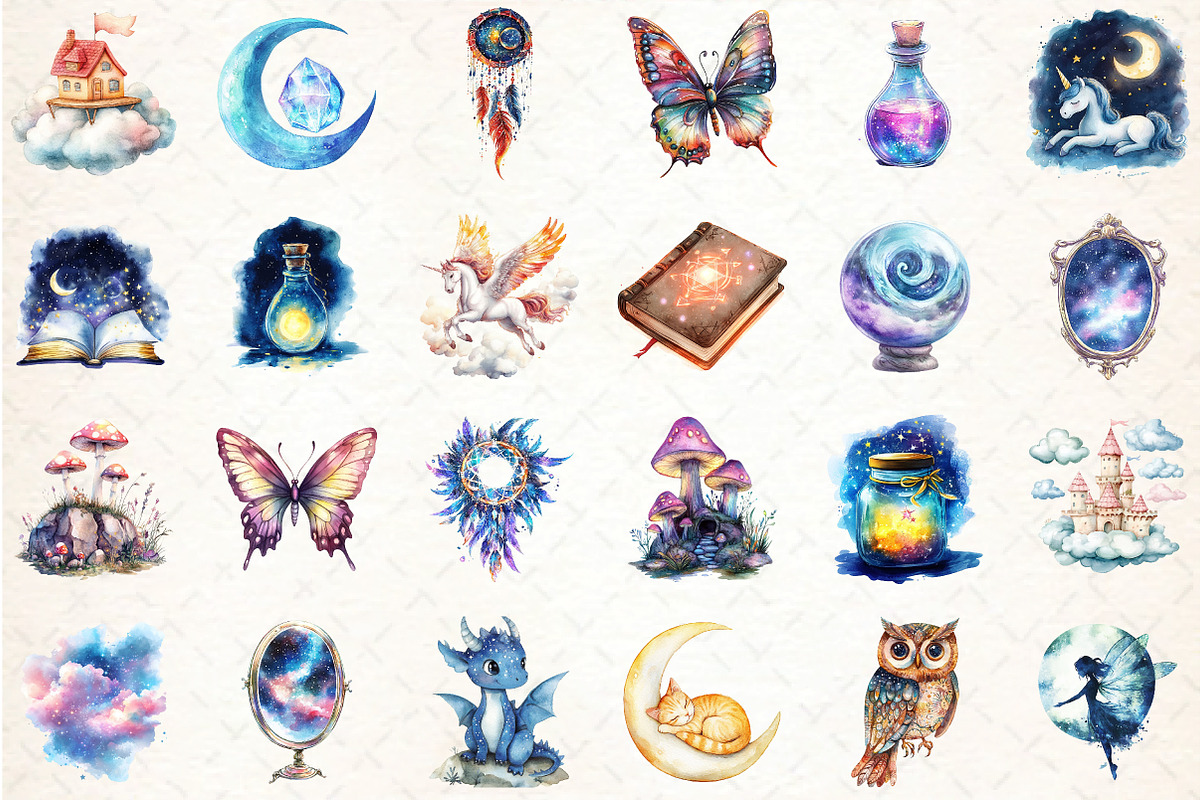 Dreamy Watercolor Creations Clipart, an Illustration by DreamCafeArt (Photo 2 of 6)