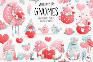 Boho Valentines Gnome Clipart