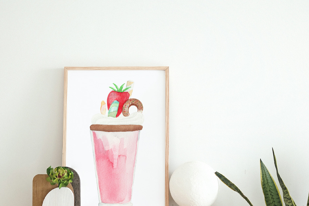 Ice Cream Parlour Watercolor Set, an Illustration by One and Only Paper (Photo 3 of 10)