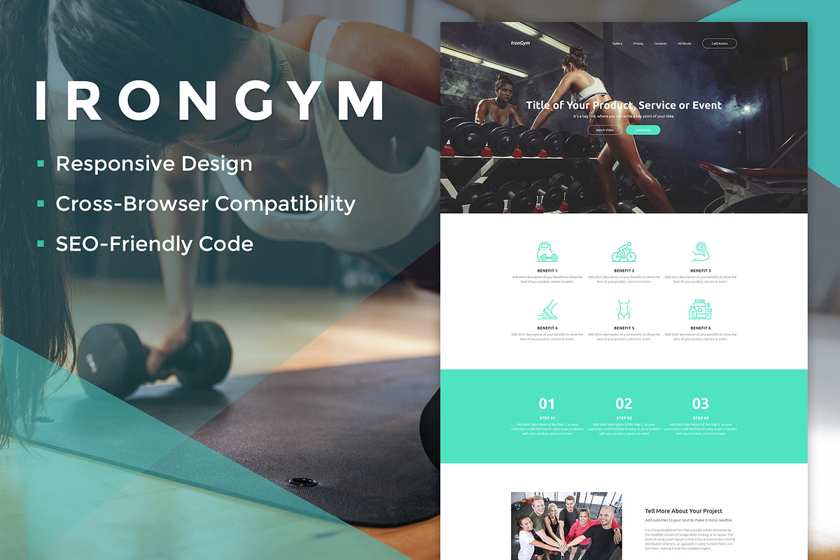 IronGym Landing Page HTML, a HTML Template by MotoCMS (Photo 1 of 5)