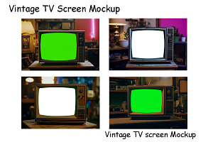 Vintage TV screen Mockup, an Advertising Mockup by VetalStock