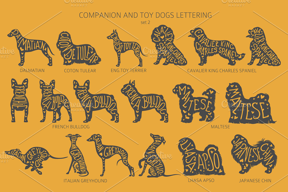 Companion and Toy Dogs Silhouettes, an Animal Illustration by pet design shop (Photo 8 of 15)