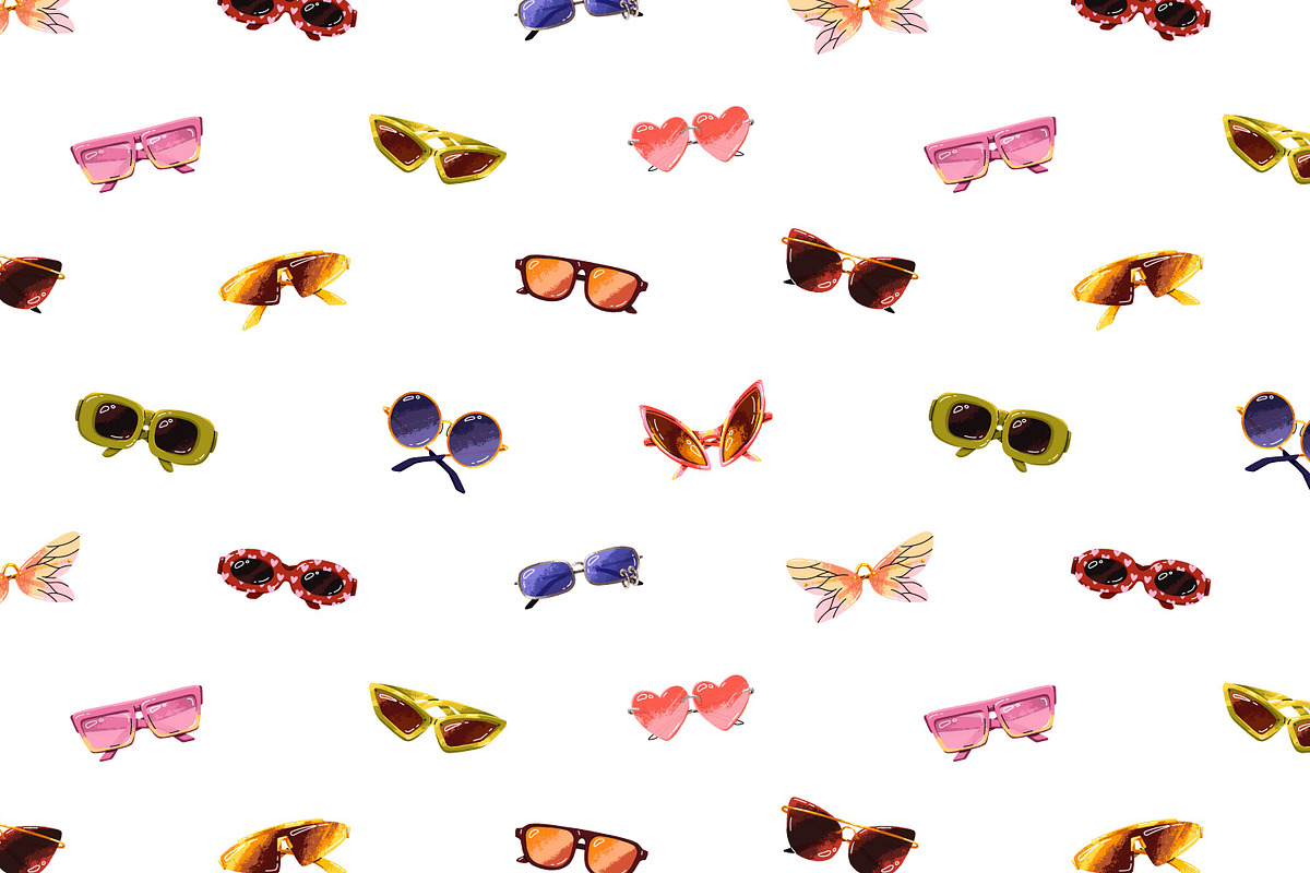 Stylish sunglasses set + patterns, an Object Illustration by PaperTrident (Photo 3 of 5)