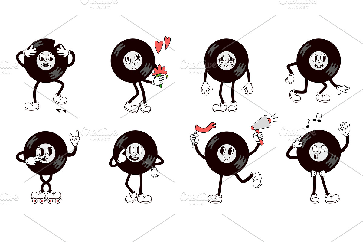 Vinyl retro character. Vinyl record, an Illustration by Valerie Bodnar