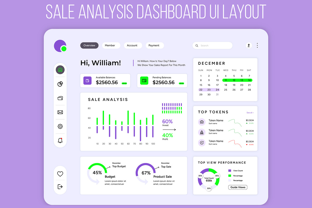 Sale Analysis Dashboard Layout, an UI Kit Template by CreativeShaper (Photo 1 of 2)