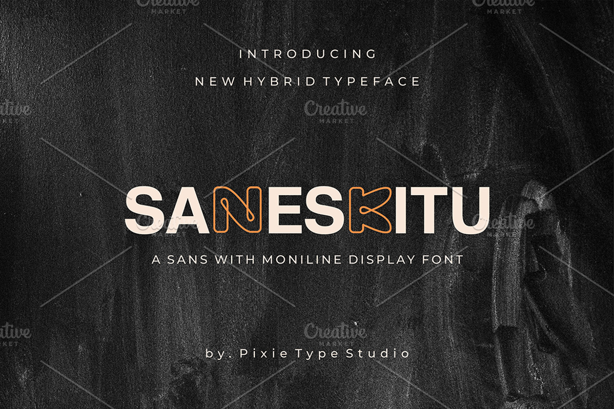 Saneskitu, Hybrid Sans Monoline Font, a Font by Pixie Creative (Photo 1 of 5)