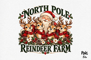 North Pole Santa & Reindeers, a Seasonal Illustration by Craft Nest (Thumbnail 1 of 6)