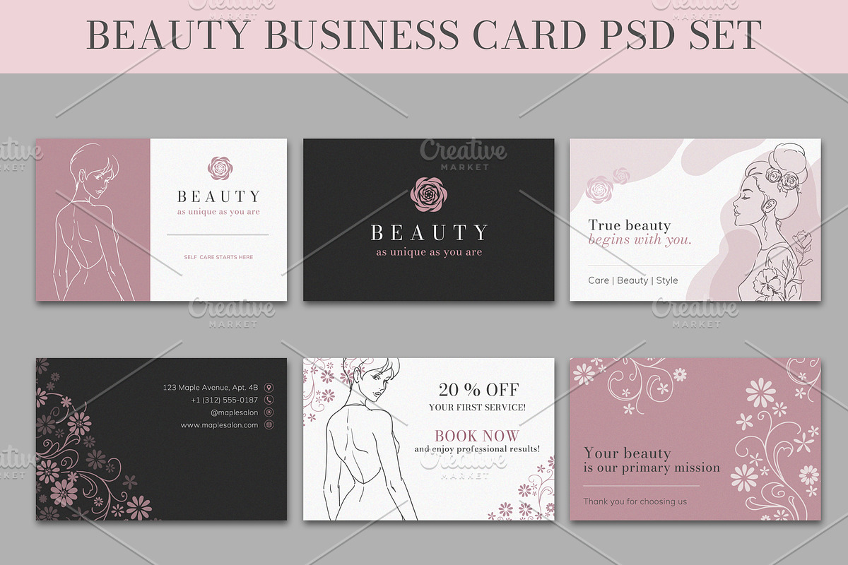 Beauty Business Card PSD Set, a Card Template by Elena Naumchenkova (Photo 2 of 3)