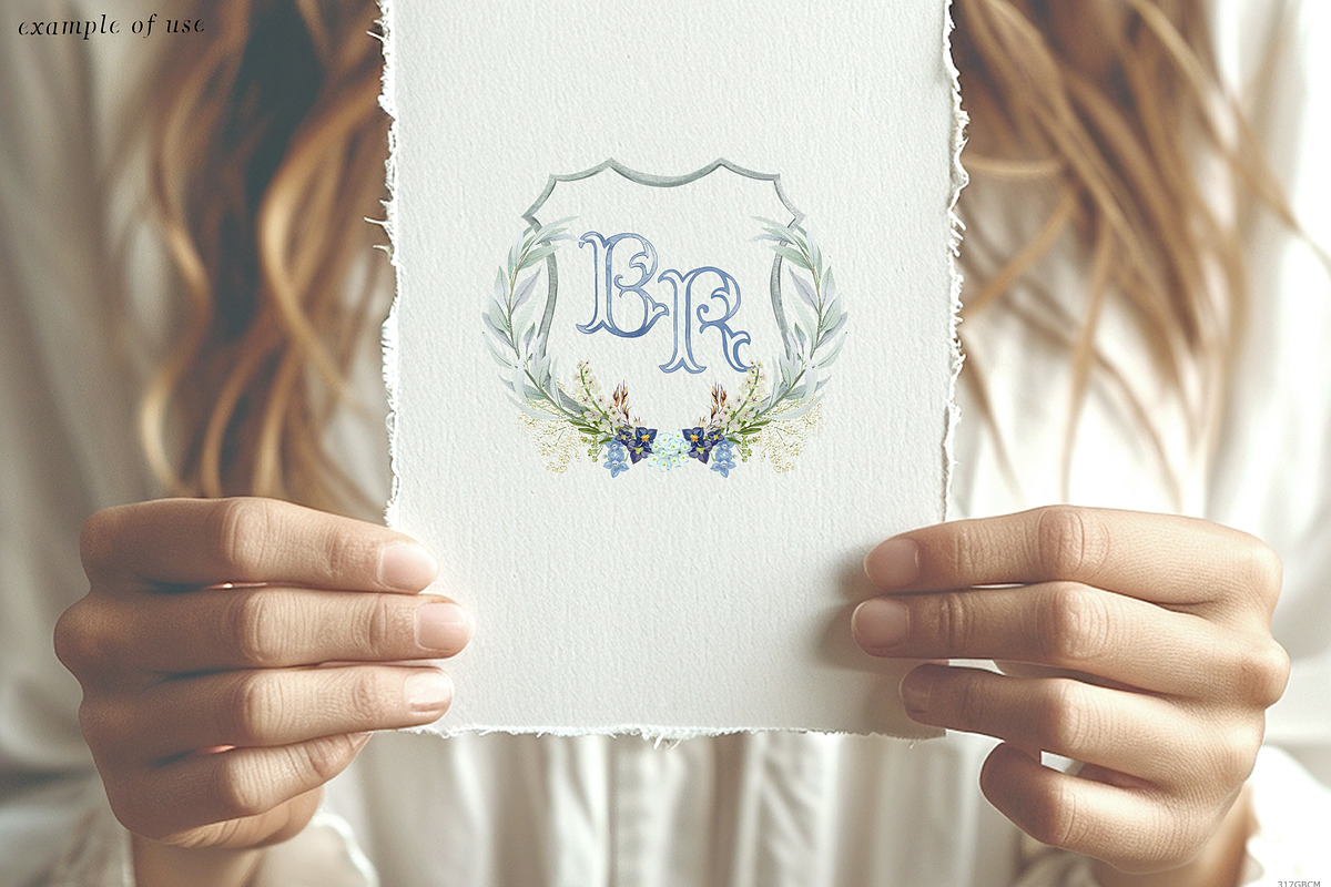 Blue monogram letters watercolor, a Decorative Illustration by GrafikBoutique (Photo 3 of 3)