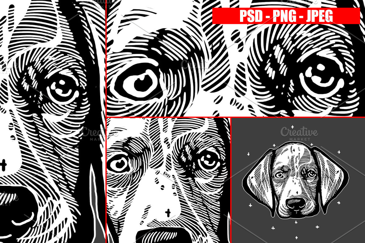 Dogs Collection Black and White Art, an Animal Illustration by Design by sebrodbrick (Photo 21 of 22)