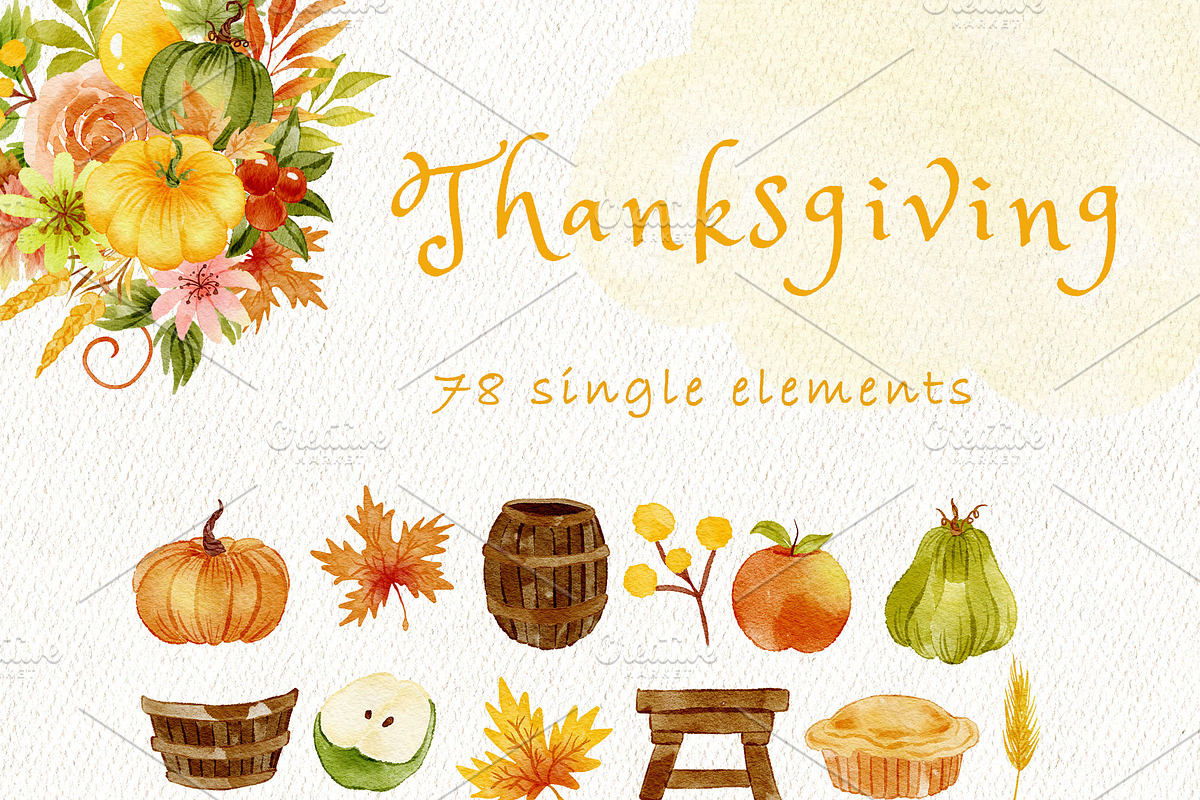 Autumn Thanksgiving clipart, a Decorative Illustration by heyiamalice (Photo 7 of 13)