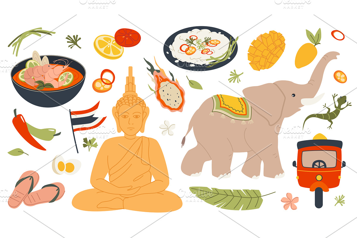 Thai Culture Elements, an Illustration by alexdndz