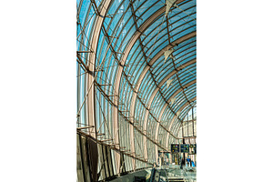 Modern canopy at the Central Train Station of Strasbourg, France, an Architecture Photo by Leonid Andronov