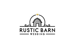 Floral Barn Wedding Ring Banner Logo