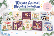 Animal Birthday Invitation Templates, an Invitation Template by AnnMsl Lab (Thumbnail 1 of 5)