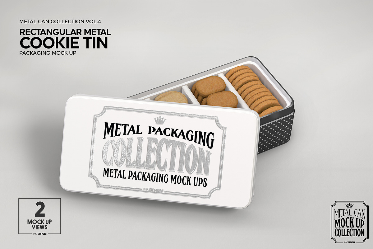 Metal Rectangular Cookie Tin Mockup, a Cups & Container Mockup by INCDesign (Photo 7 of 8)