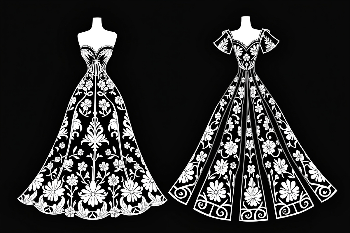 Wedding Dress Vector Pack, an Illustration by Gaye Art (Photo 7 of 21)
