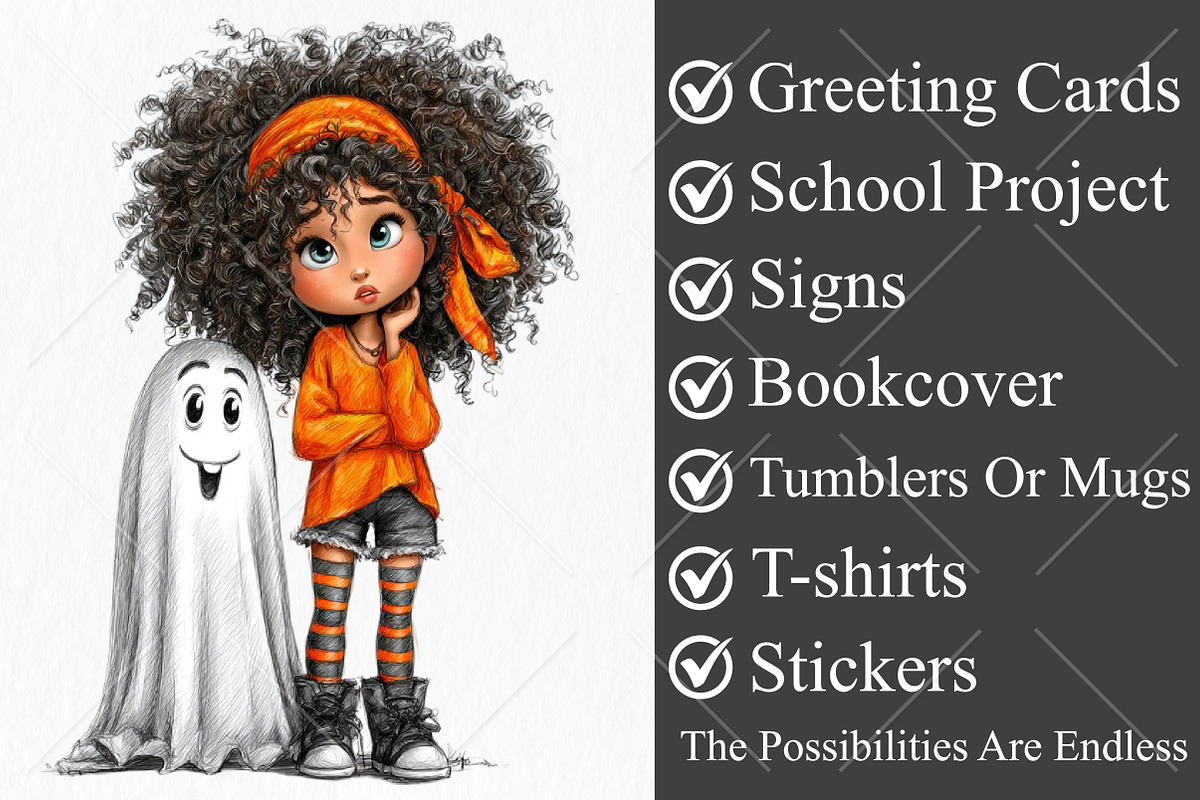 Whimsical Halloween Girl Ghost PNG, a Seasonal Illustration by Canvas Craft (Photo 3 of 10)