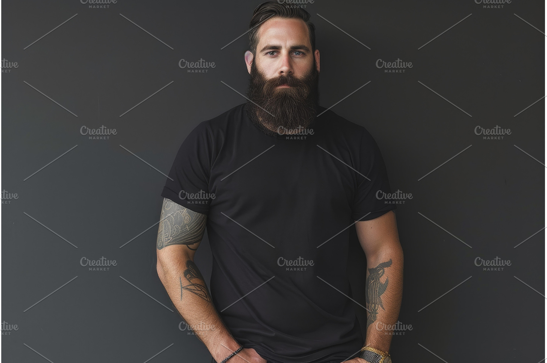 Punctilious Bearded man black shirt, a Person Photo by Ylivdesign