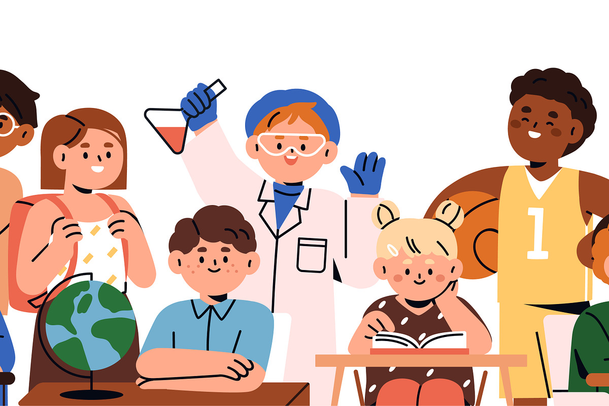 School kids students studying banner, a Person Illustration by Good Studio (Photo 4 of 5)