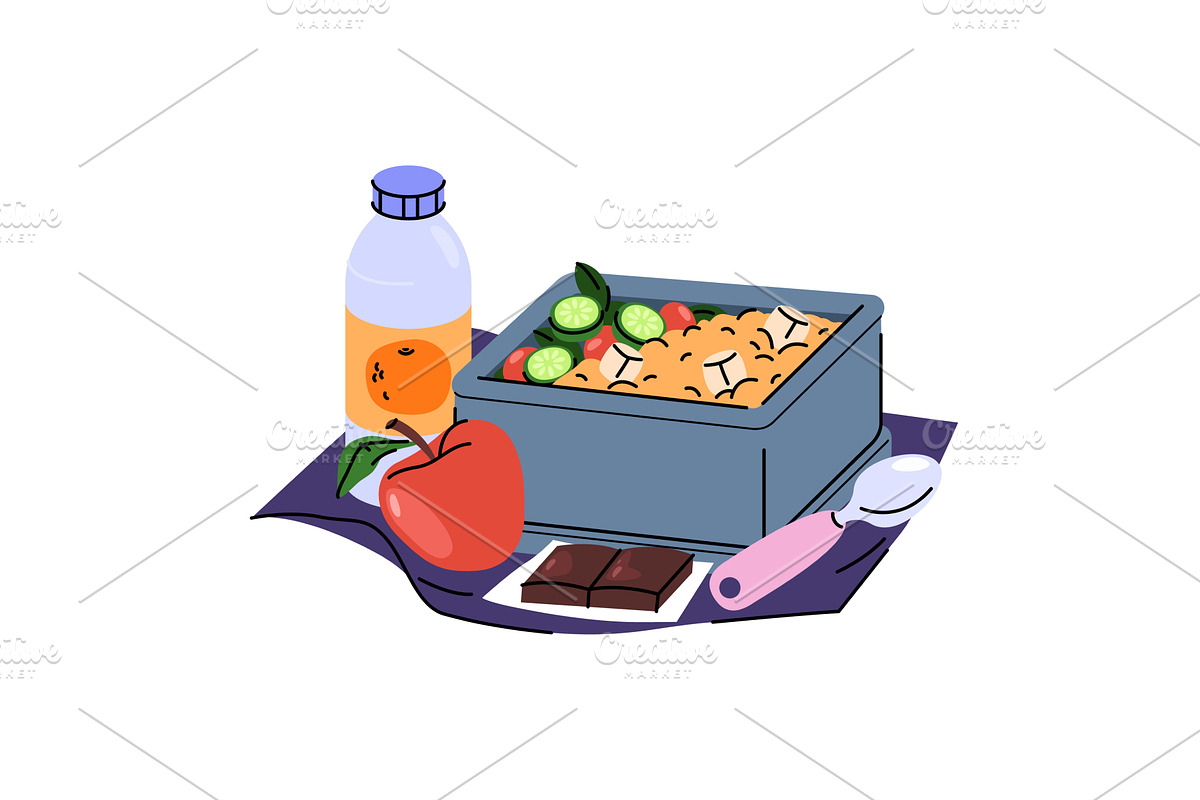 Lunchbox with vegetable salad and, a Food Illustration by Elegant Solution