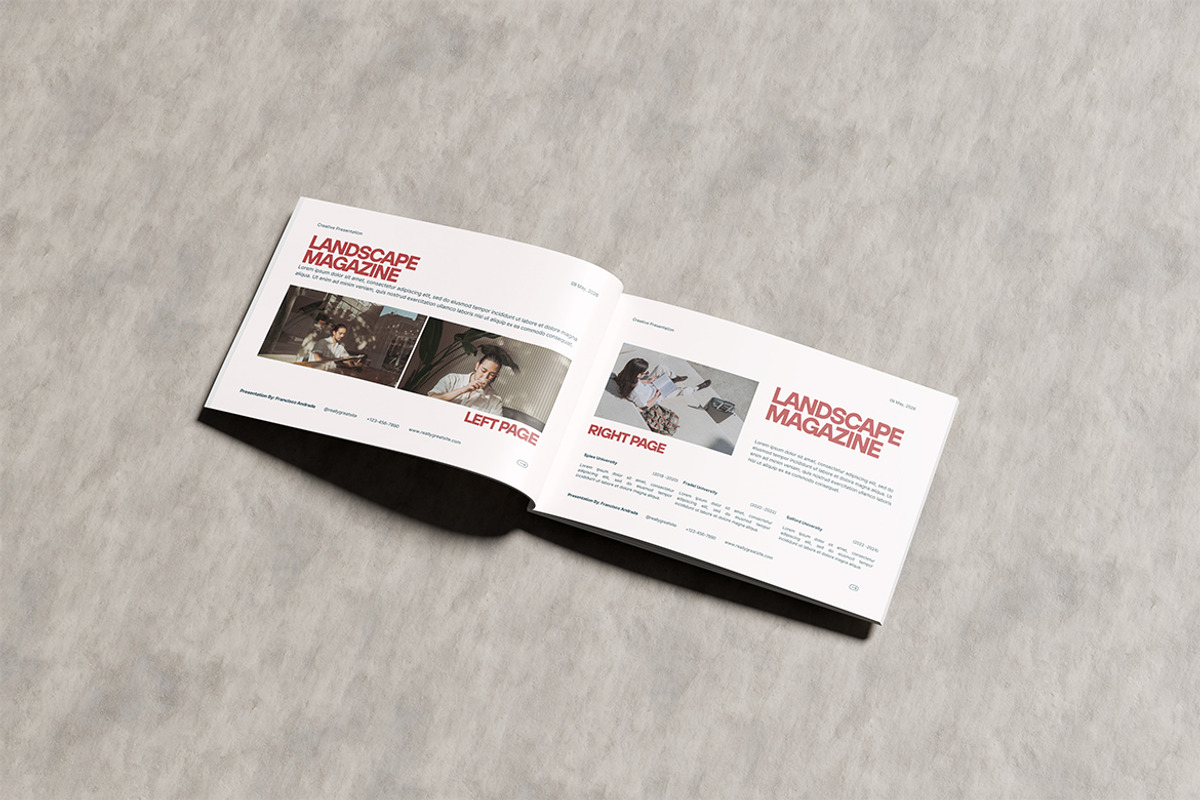 Landscape Magazine Mockup, a Books & Magazine Mockup by HanaSaka_Studio (Photo 2 of 5)
