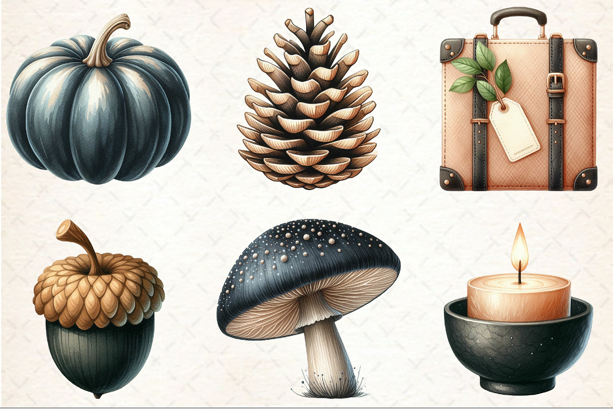 Watercolor Beige & Black Autumn Clip, an Illustration by Rose Art (Photo 3 of 7)
