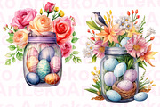 Easter Jars Watercolor Clipart, a Decorative Illustration by LekoArt (Thumbnail 4 of 9)