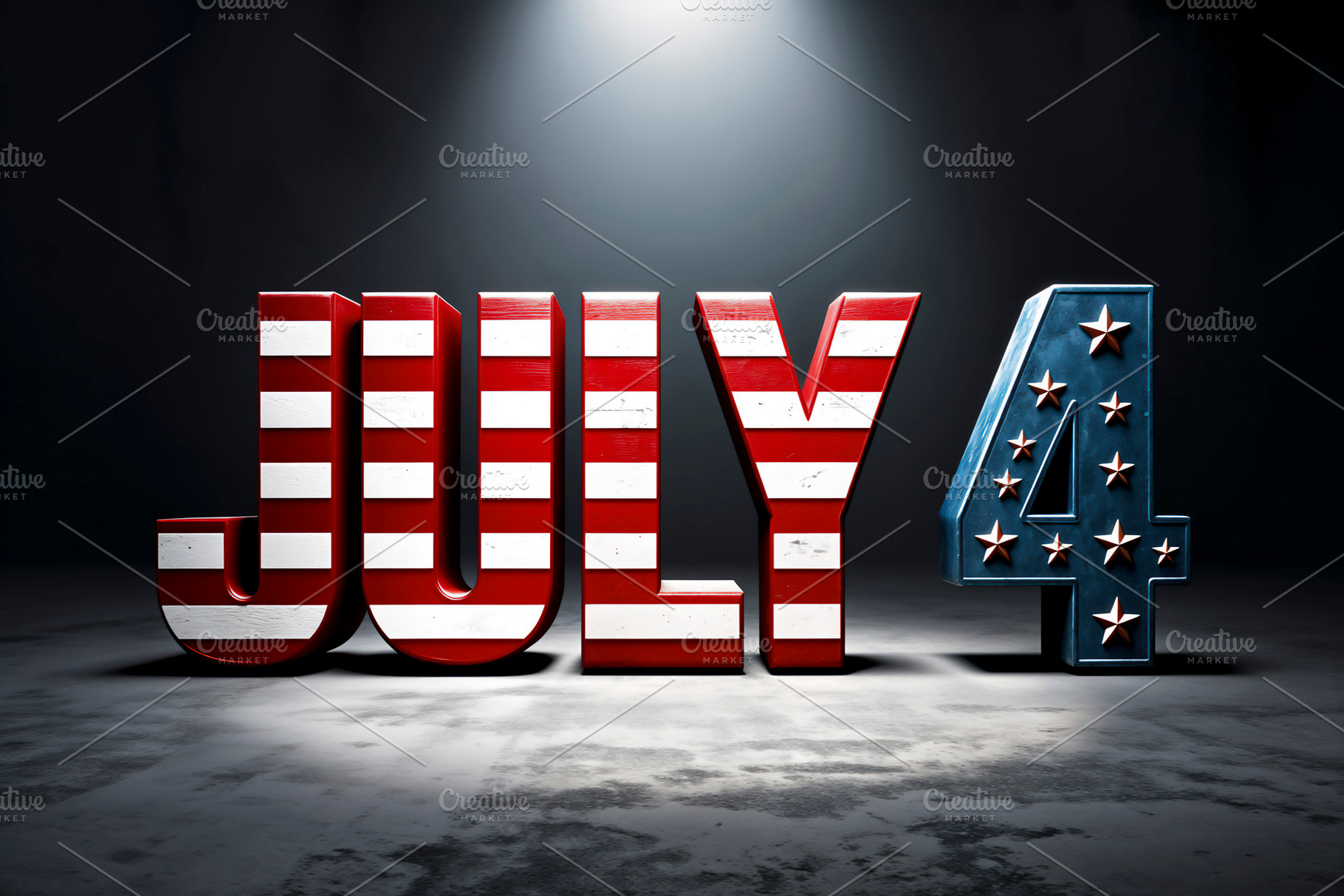 Dramatic 3D 'July 4' text, a Photo by rarrarorro