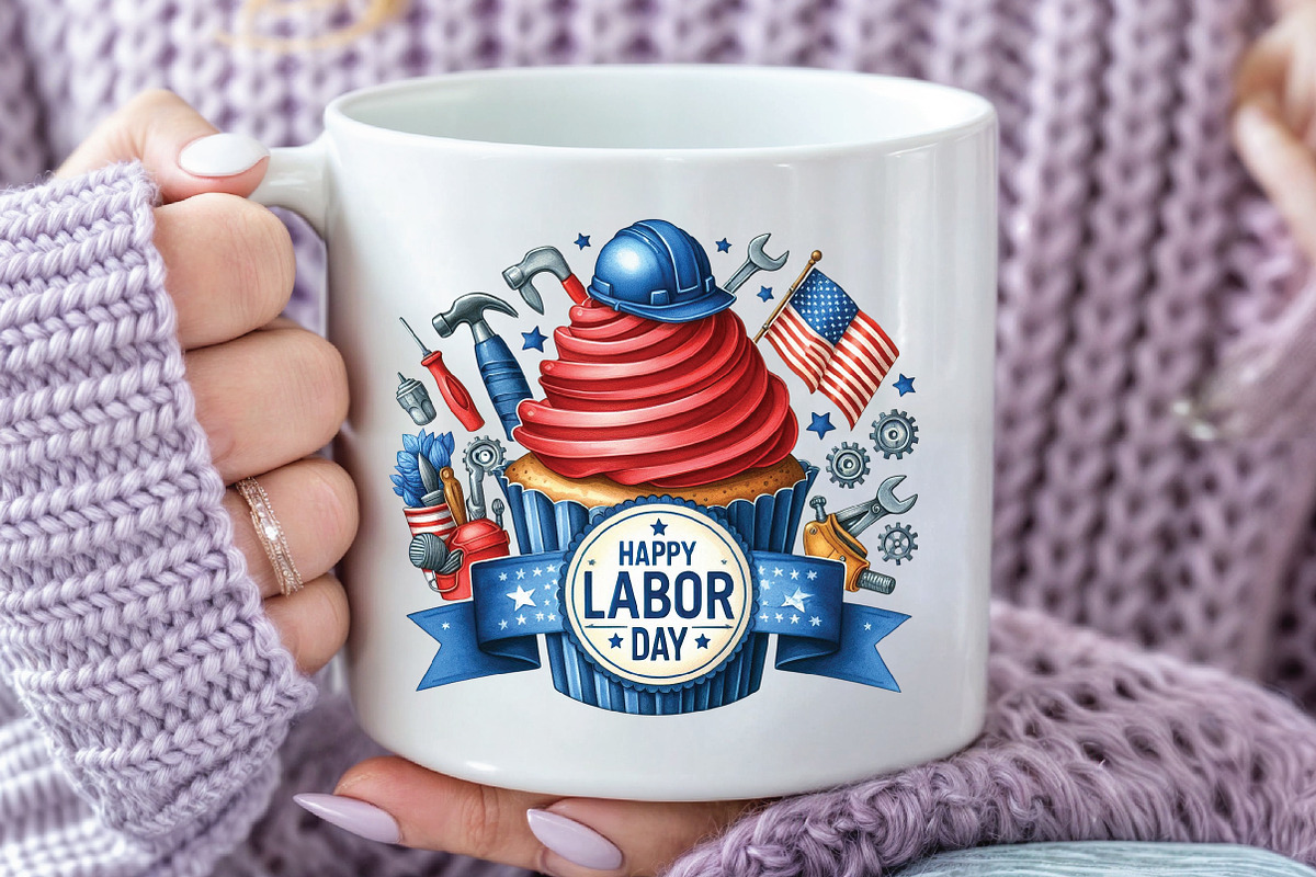 Happy Labor Day Cupcake PNG, an Illustration by CraftArtStudio (Photo 3 of 4)