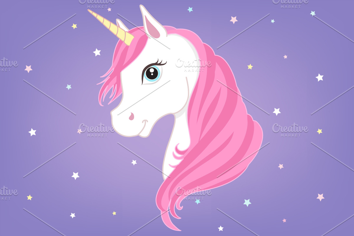 White unicorn head. Ai+EPS+PNG+JPG, an Animal Illustration by Cheremuha (Photo 3 of 3)