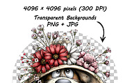 Whimsical Dogs Floral Clipart Spring, a Graphic by one-touch (Thumbnail 17 of 19)