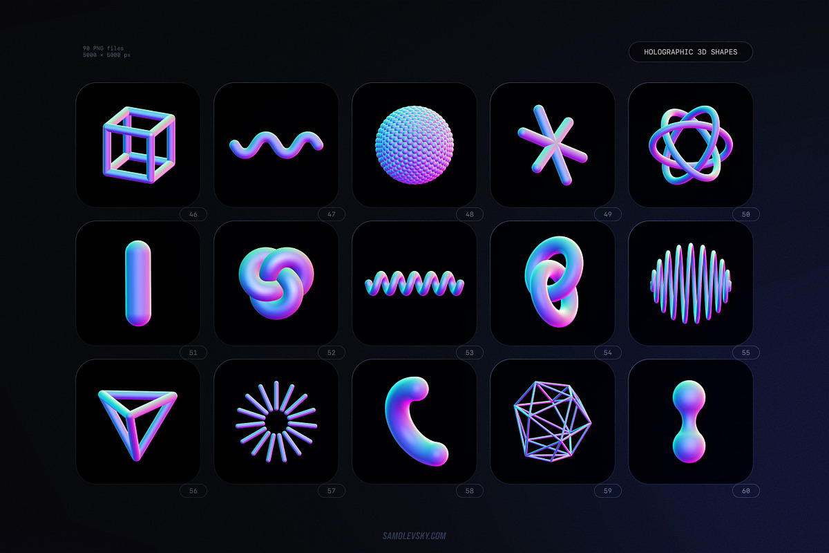Holographic 3D shapes collection, an Object Graphic by Samolevsky (Photo 8 of 13)