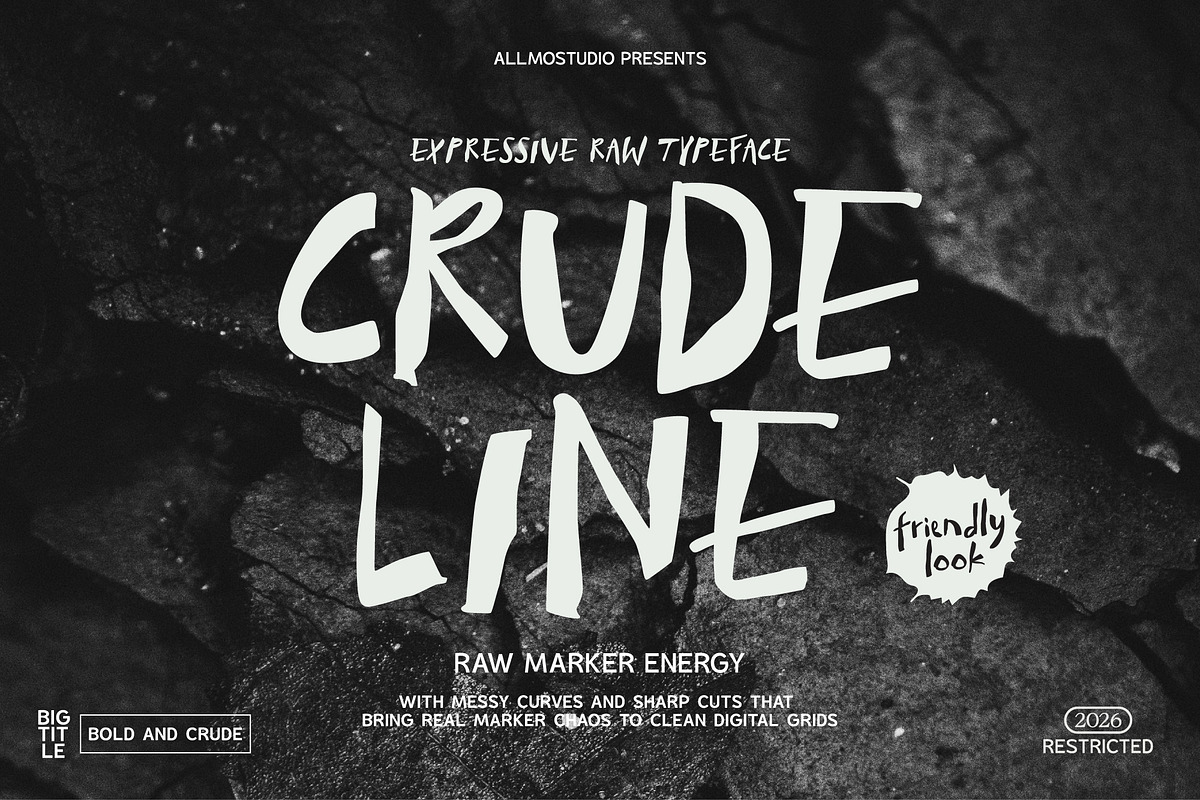 Crude Line, a Handwritten Font by Allmostudio (Photo 1 of 4)