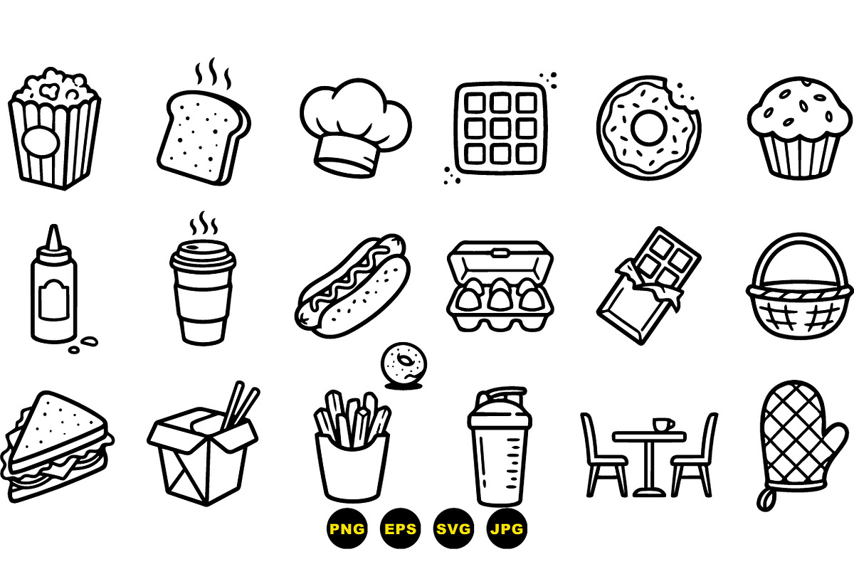 Hand Drawn Food Icon Set, an Illustration by designvectx (Photo 3 of 3)