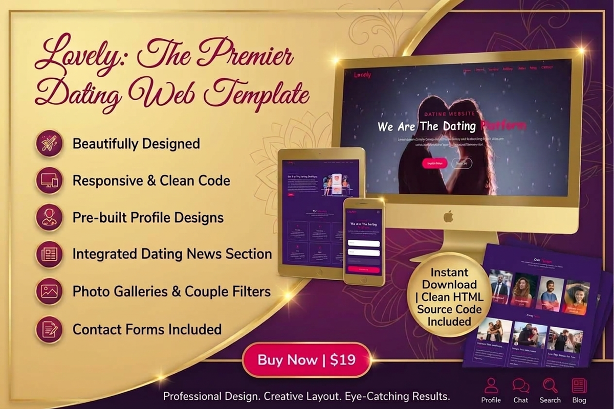 Lovely Dating & Social HTML Template, a HTML Template by Themeplaza (Photo 1 of 7)