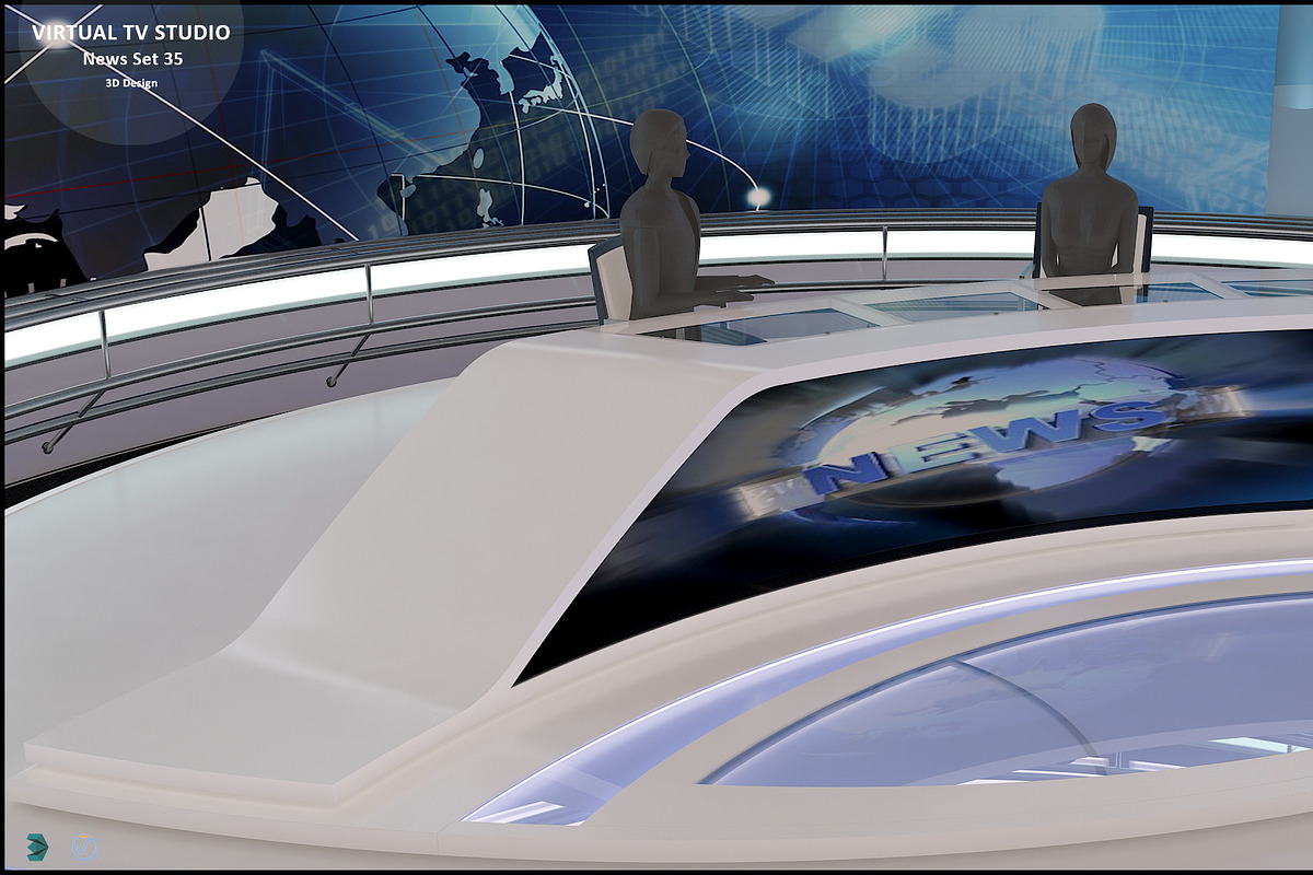 Virtual TV Studio News Set 35, an Architecture 3D Model by akerStudio (Photo 16 of 39)