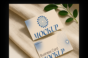 Cloth Texture Business Card Mockup