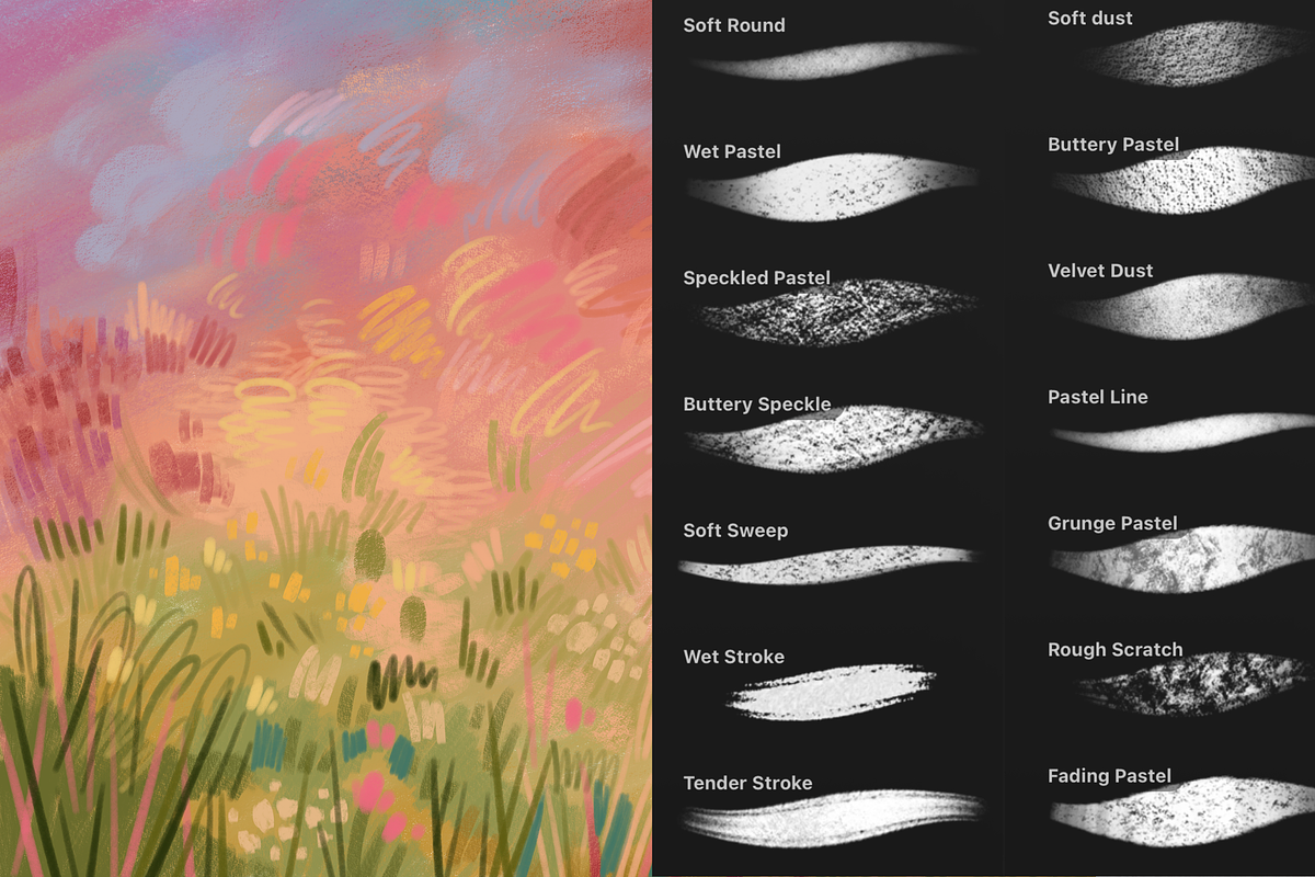 Warm Pastels - Procreate Brushes, a Brush Add-On by Moon House Shop (Photo 3 of 5)