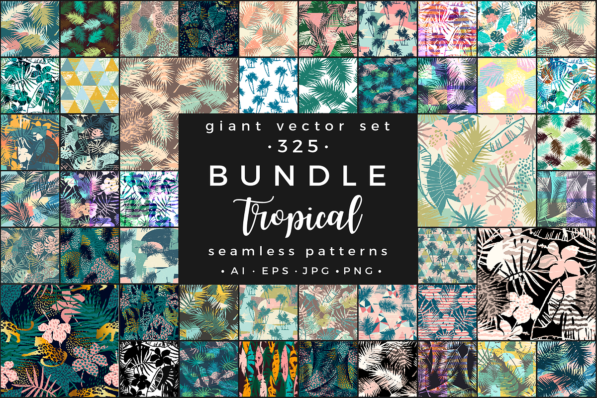 Tropical BUNDLE. 325 vector patterns, a Pattern Graphic by Nadia Grapes