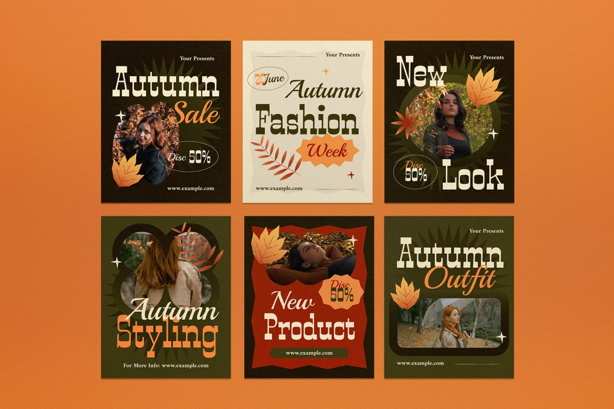 Green Autumn Fashion Instagram Set, a Social Media Template by graphicook (Photo 2 of 3)