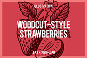 Woodcut-Style Strawberries, a Food Illustration by Electric Ink (Thumbnail 1 of 2)